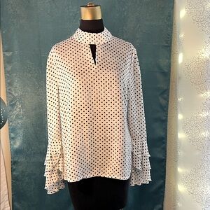 Boston Proper Black and White Polka Dot Blouse